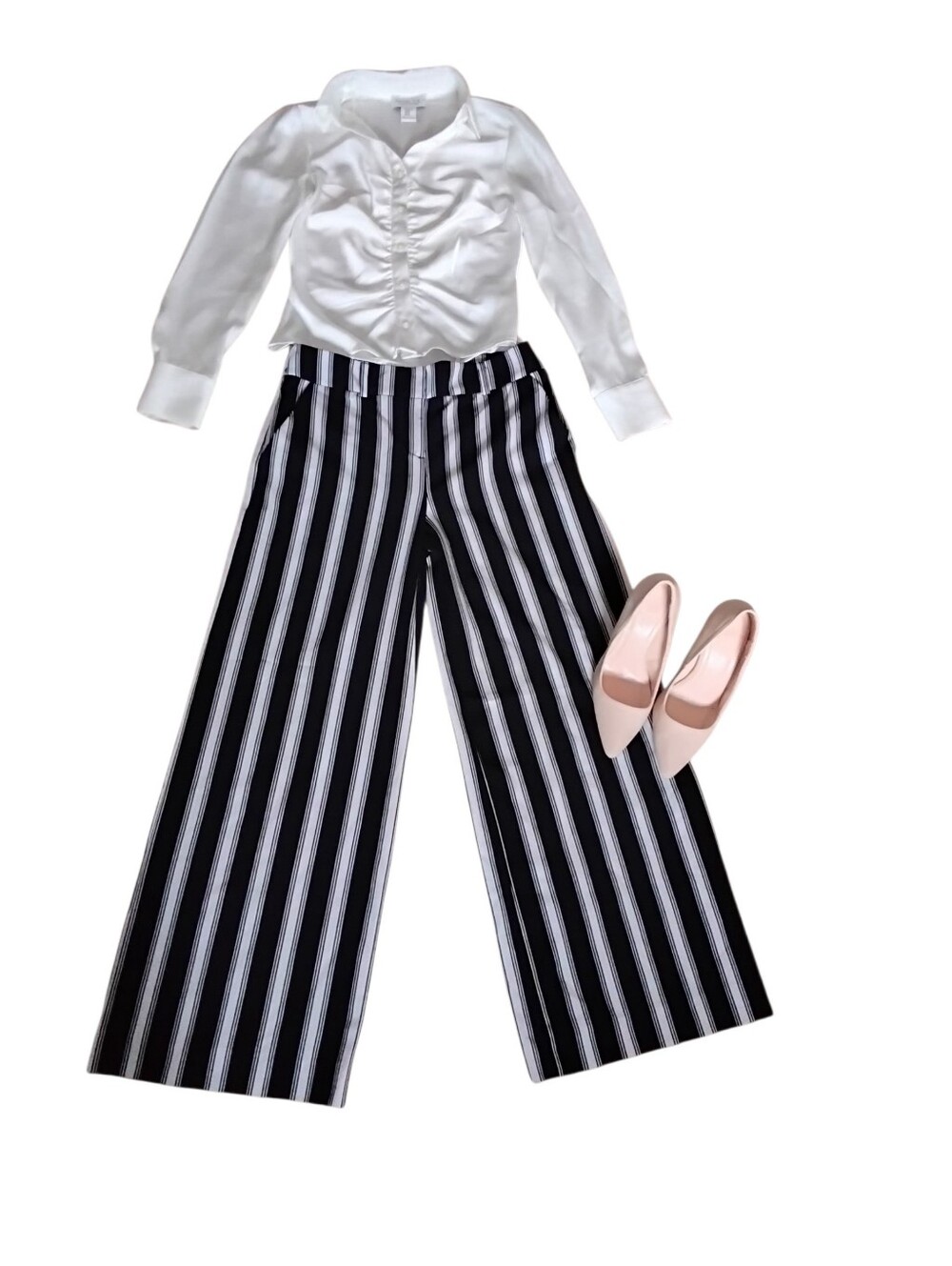 New York & Company Black and White Striped Wide Leg Pants Womens Size 2
